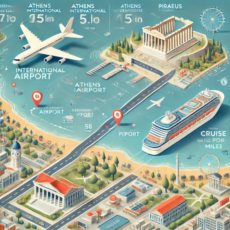 How far is the cruise port from the Athens Airport?